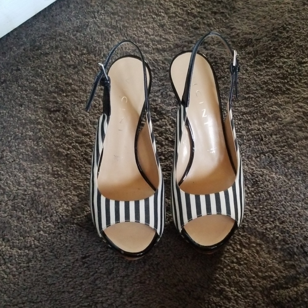 Sling back open toe heels